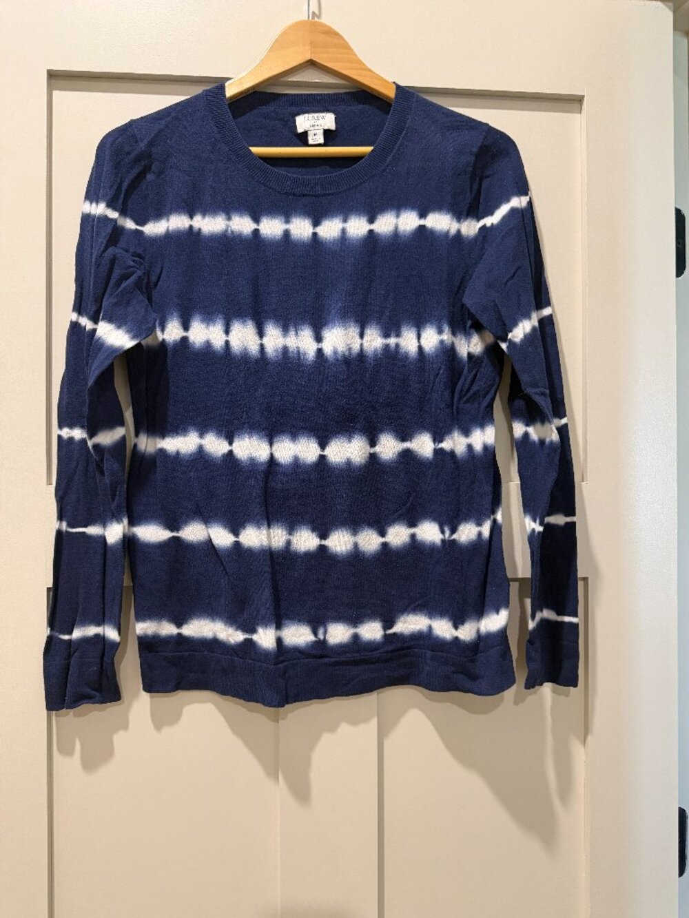 J Crew Factory Blue and White Teddie Sweater Size M
